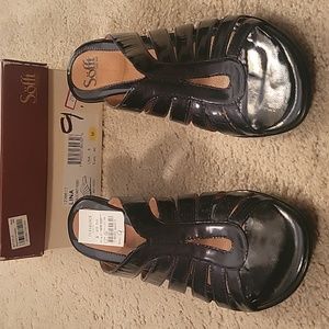 Metallic Navy Patent Sofft woman's sandals